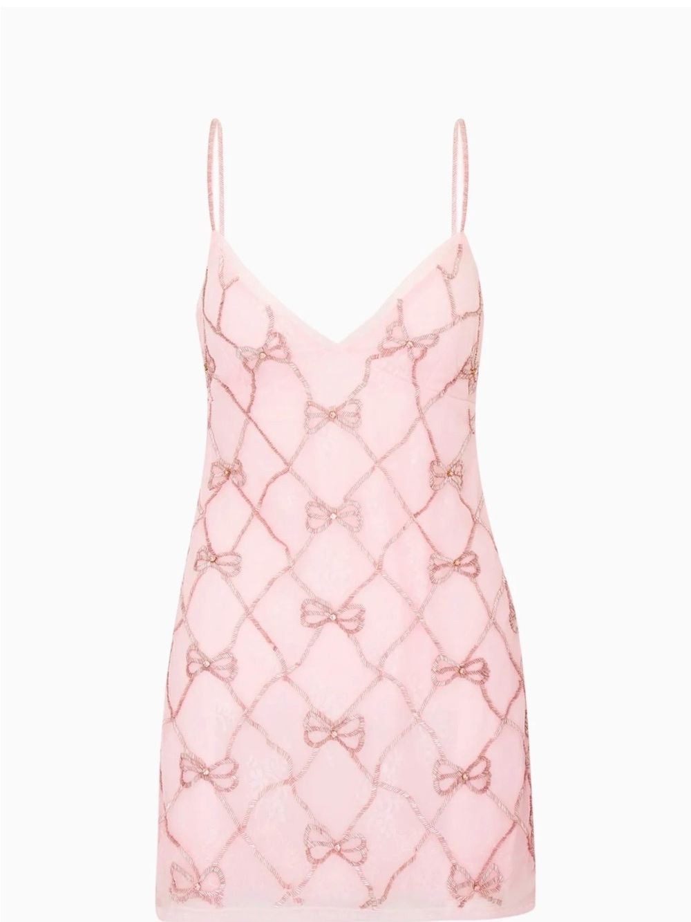 Blush Pink Bow Embellished Slip Dress - Picture 4 of 5